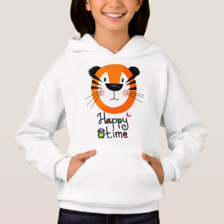 Tiger Face Design Girl,s Pullover Hoodies