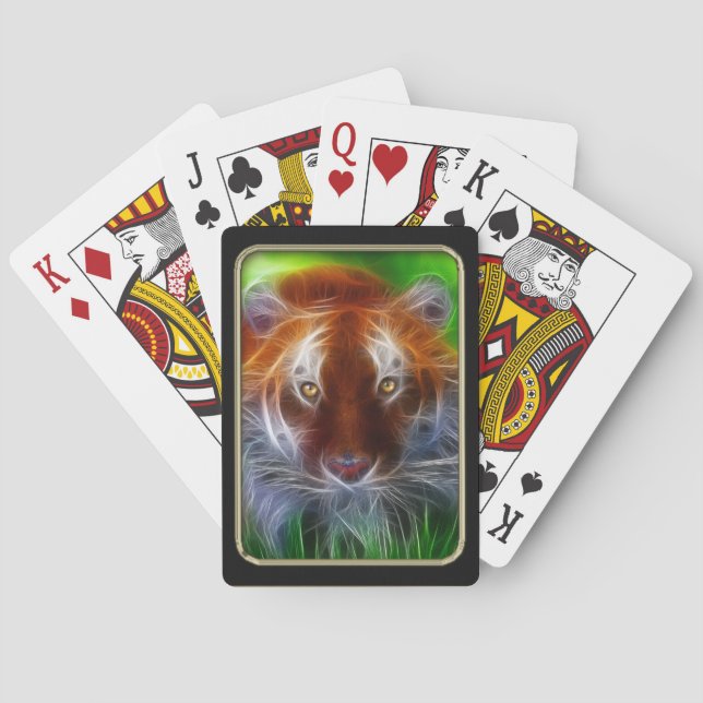 Tiger Face Fractal Art Playing Cards (Back)