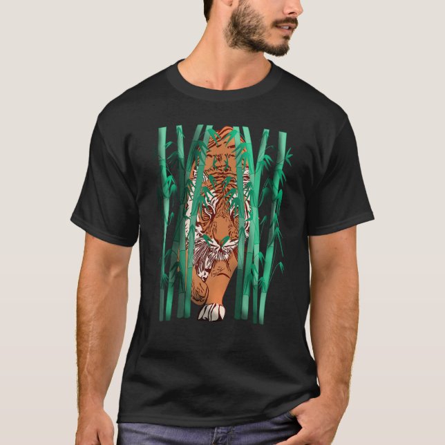 Tiger Face Head Big Cats Print Predator Motif T-Shirt (Front)