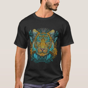 Tiger Face Head Colourful Mandala Wildlife Jungle  T-Shirt