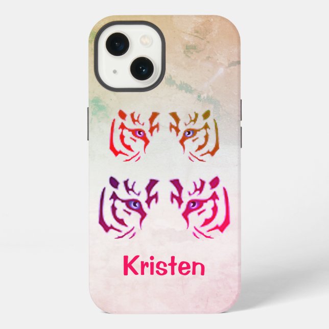 Tiger Face Marble Background iPhone Case (Back)