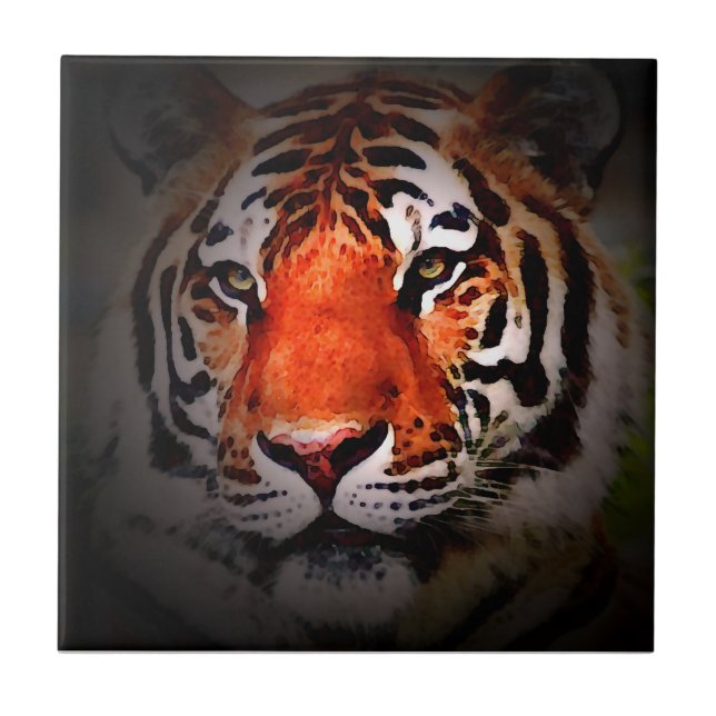 Tiger Face Motivational Artwork Tile (Front)