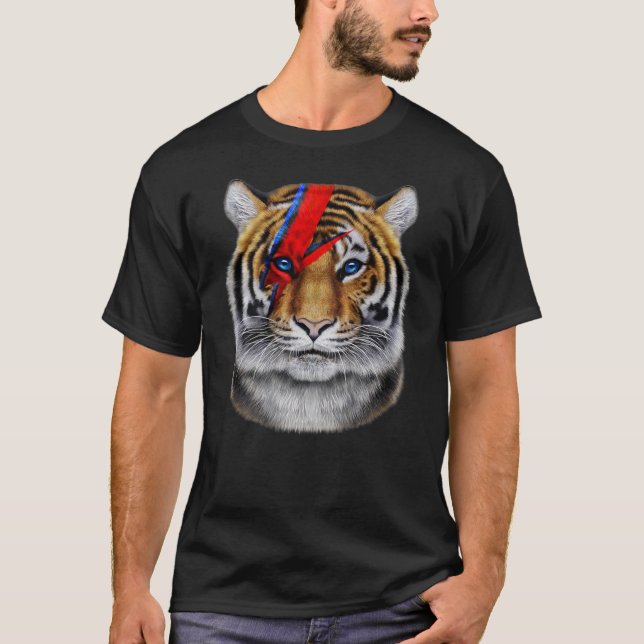Tiger Face Painted With Red Lightning Bolt T-Shirt (Front)
