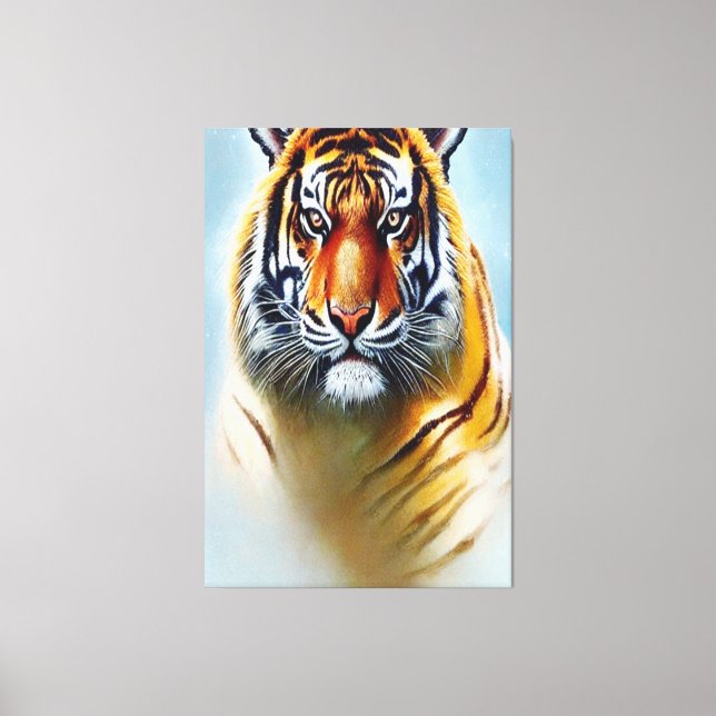 Tiger Face Painting - Striking Wildlife Artwork   Canvas Print (Front)