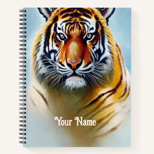 Tiger Face Painting - Striking Wildlife Artwork   Notebook (Front)