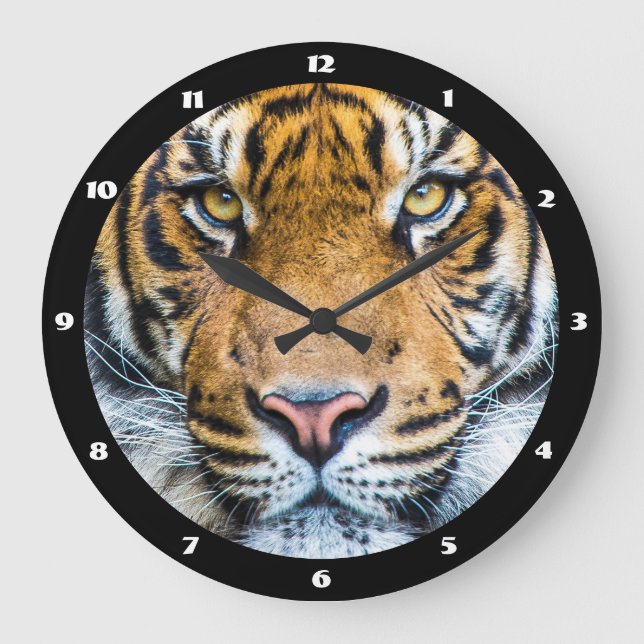 Tiger Face Photograph Large Clock (Front)