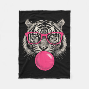 Tiger Face Pink Sungles Wild Animal Jungle Funny D Fleece Blanket