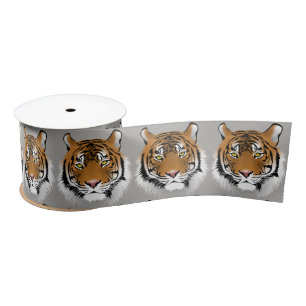 Tiger face ribbon satin ribbon