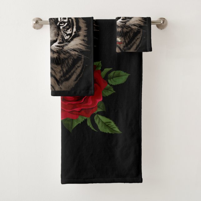 Tiger face Roses Bath Towel Set (Insitu)