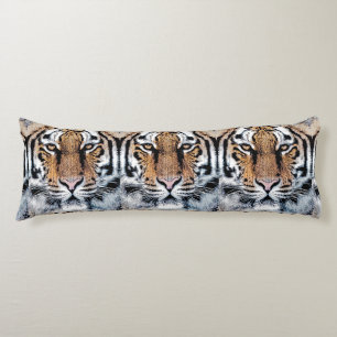 Tiger face stare in Graphic Press Style Body Pillow