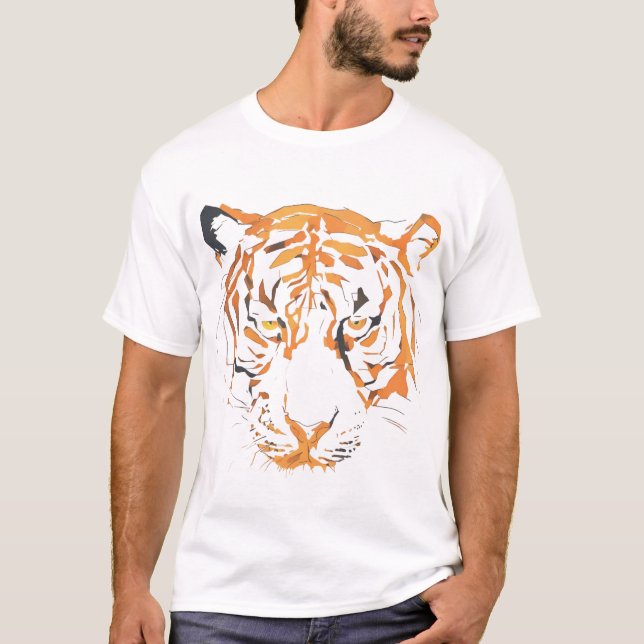Tiger Face T-Shirt –Fierce Wild Animal Graphic Tee (Front)