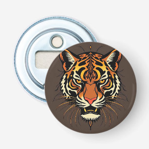 Tiger Face with Tribal Patterns Bottle Opener