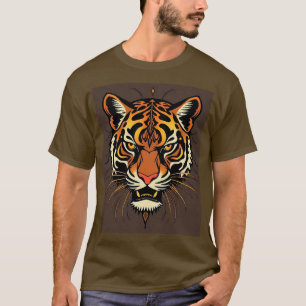 Tiger Face with Tribal Patterns T-Shirt