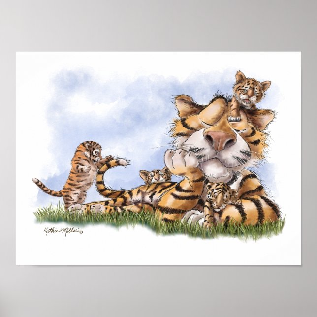 Tiger Family Cartoon Poster (Front)