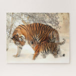 Tiger Family in Winter Landscape Jigsaw Puzzle<br><div class="desc">Tiger Family in Winter Landscape Jigsaw Puzzle.</div>