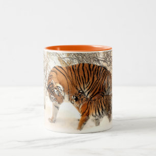 Tiger Family Two-Tone Coffee Mug