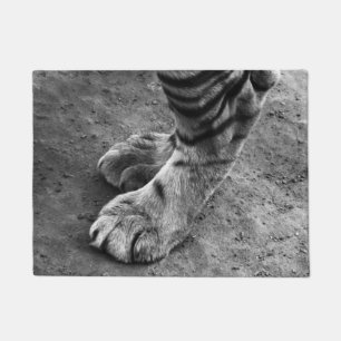 Tiger Feet Black and White Photograph Doormat