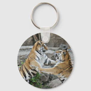 TIGER FIGHT - ACTION PHOTOGRAPH KEYCHAIN