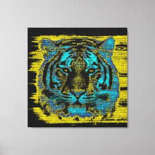 Tiger Fine Art on Burlap Rustic Jute #2 Canvas Print