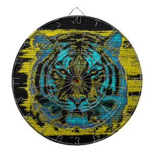 Tiger Fine Art on Burlap Rustic Jute #2 Dartboard