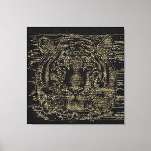 Tiger Fine Art on Burlap Rustic Jute #4 Canvas Print