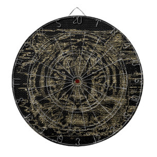 Tiger Fine Art on Burlap Rustic Jute #4 Dartboard