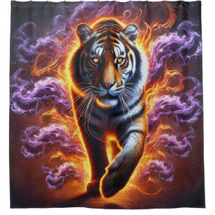 Tiger Fire Aura Striking Neon Smoke Portrait