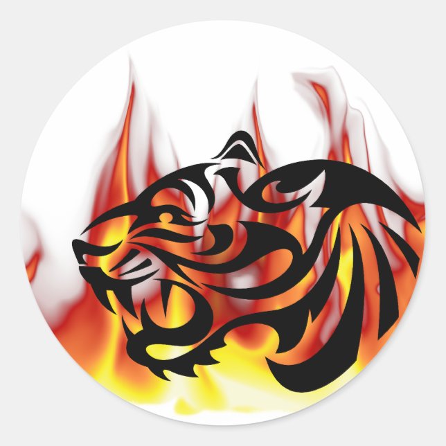 Tiger Fire Classic Round Sticker (Front)