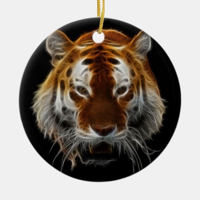 Tiger Fractal Ceramic Ornament (Front)