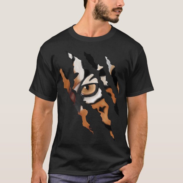 Tiger Gift |Fearless Tiger Cat Eye Claw Silhouette T-Shirt (Front)