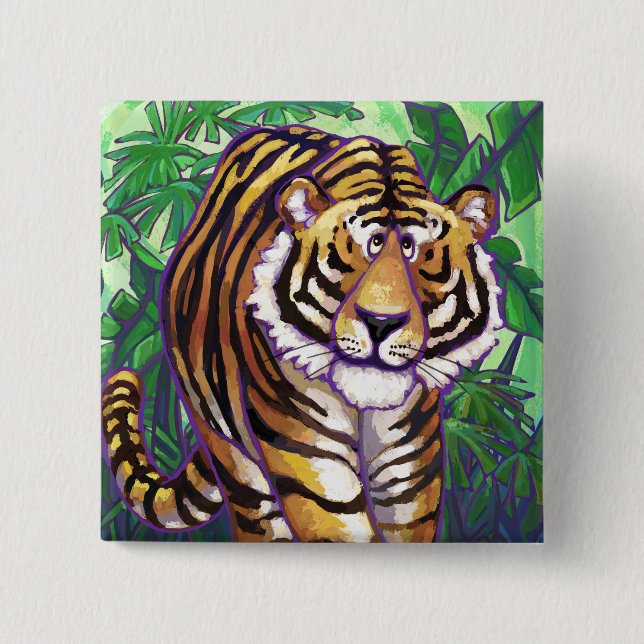 Tiger Gifts & Accessories 2 Inch Square Button (Front)