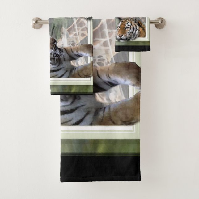 Tiger Giraffe Zebra Lovers Bath Towel Set (Insitu)