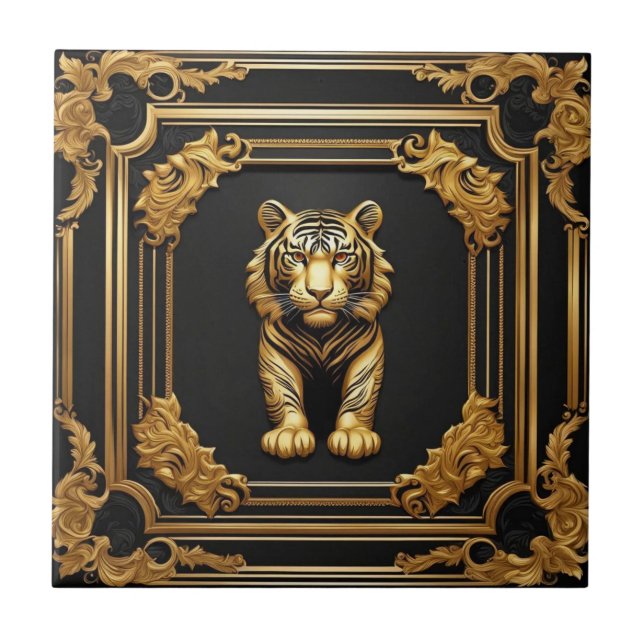 Tiger gold and black ornamental frame tile (Front)