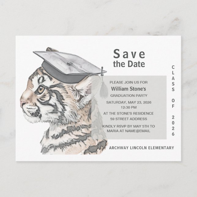 Tiger Grad | Graduation Save the Date Card (Front)