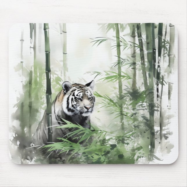 Tiger Green Bamboo Forest Mouse Pad (Front)