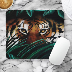 Tiger Green Jungle Leaves Mouse Pad
