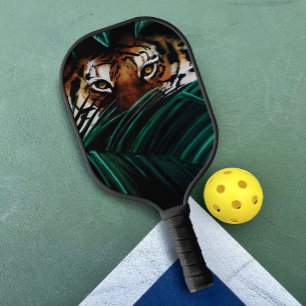 Tiger Green Jungle Leaves Pickleball Paddle