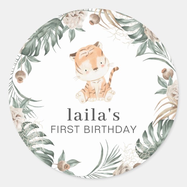 Tiger Greenery Floral Sticker (Front)