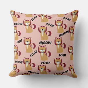 Tiger Hair Cat on Peach Throw Pillow
