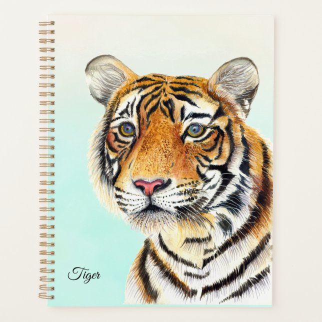Tiger Hand Painted Watercolor Wildlife Art Planner (Front)