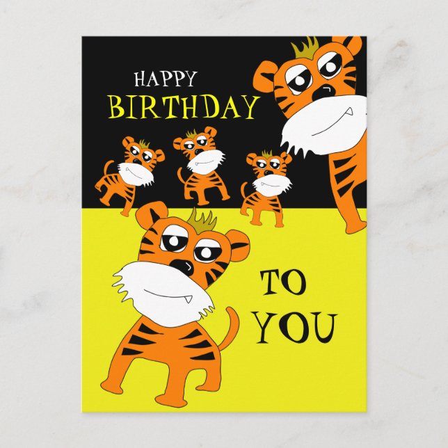Tiger Happy Birthday Postcard (Front)
