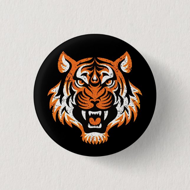 Tiger Head 1 Inch Round Button (Front)