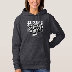 Tiger Head Abstract Streetwear Typography Hoodie