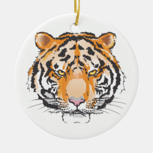 Tiger Head Ceramic Ornament