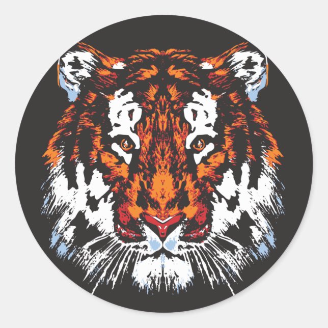 Tiger Head Classic Round Sticker (Front)