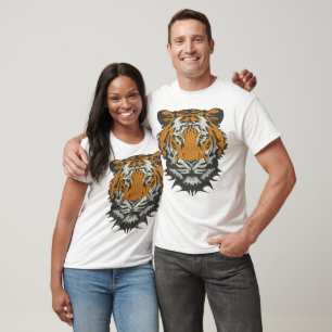 Tiger Head Embroidery Imitation T-Shirt