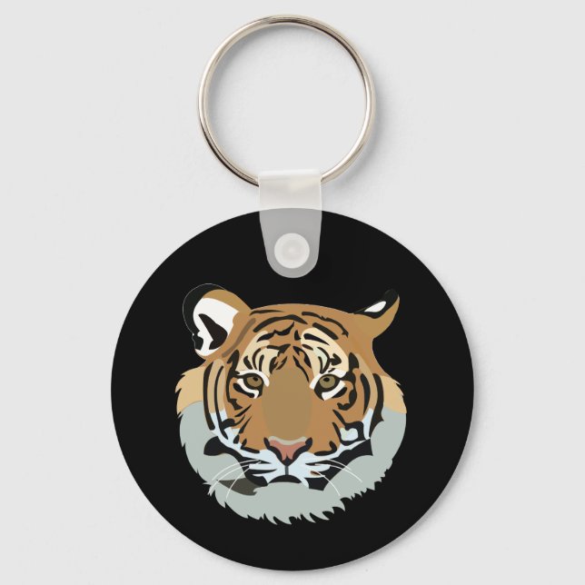 Tiger Head Face Wild Animal Tiger Keychain (Front)