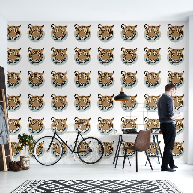 Tiger Head Face Wild Animal Tiger Wallpaper (Living Room)