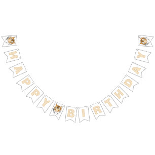 Tiger Head Happy Birthday Party Bunting Flags