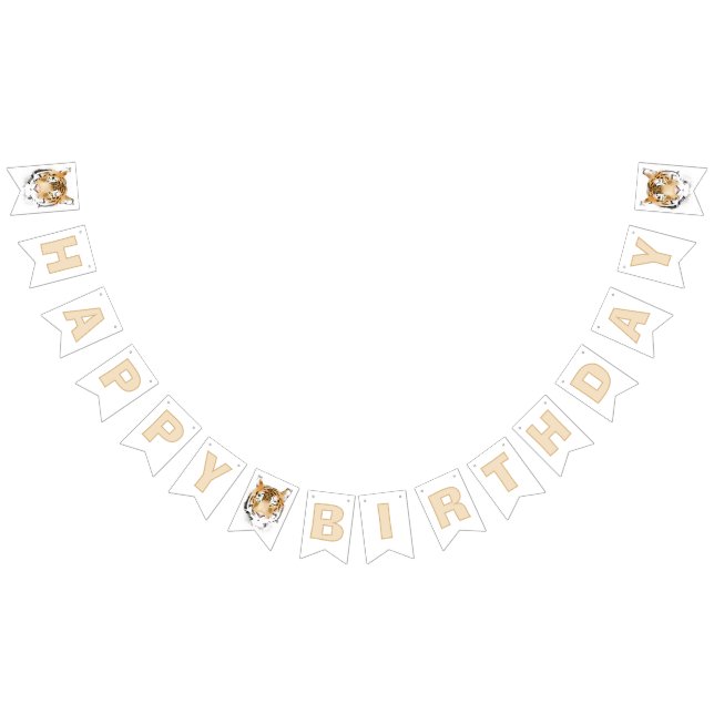 Tiger Head Happy Birthday Party Bunting Flags (All)